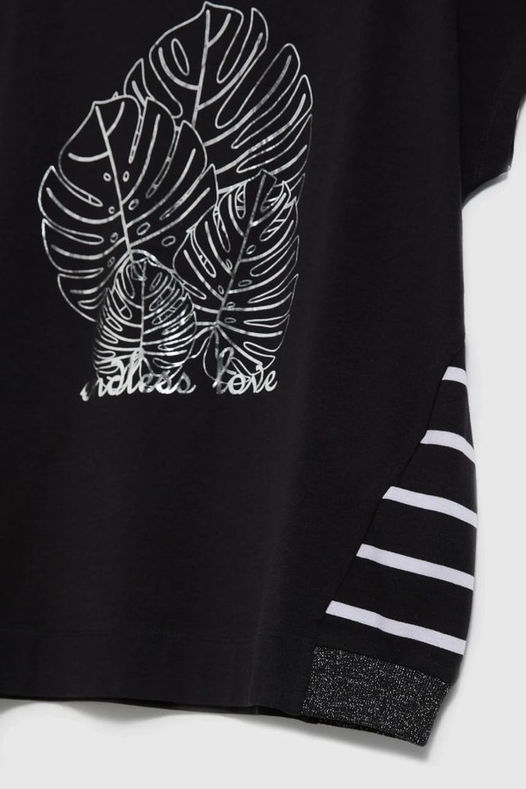 Bluzka damska z krótkim rękawem, czarna, Moodo