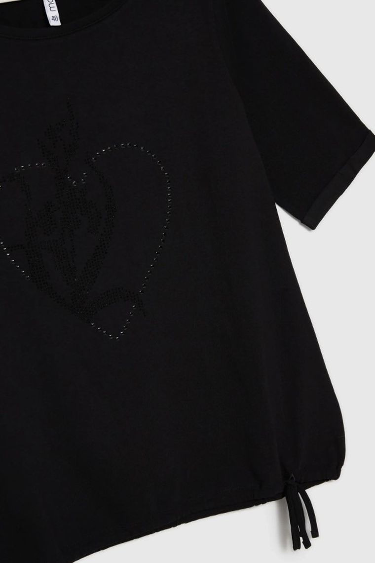 Bluzka damska z krótkim rękawem, czarna, Moodo