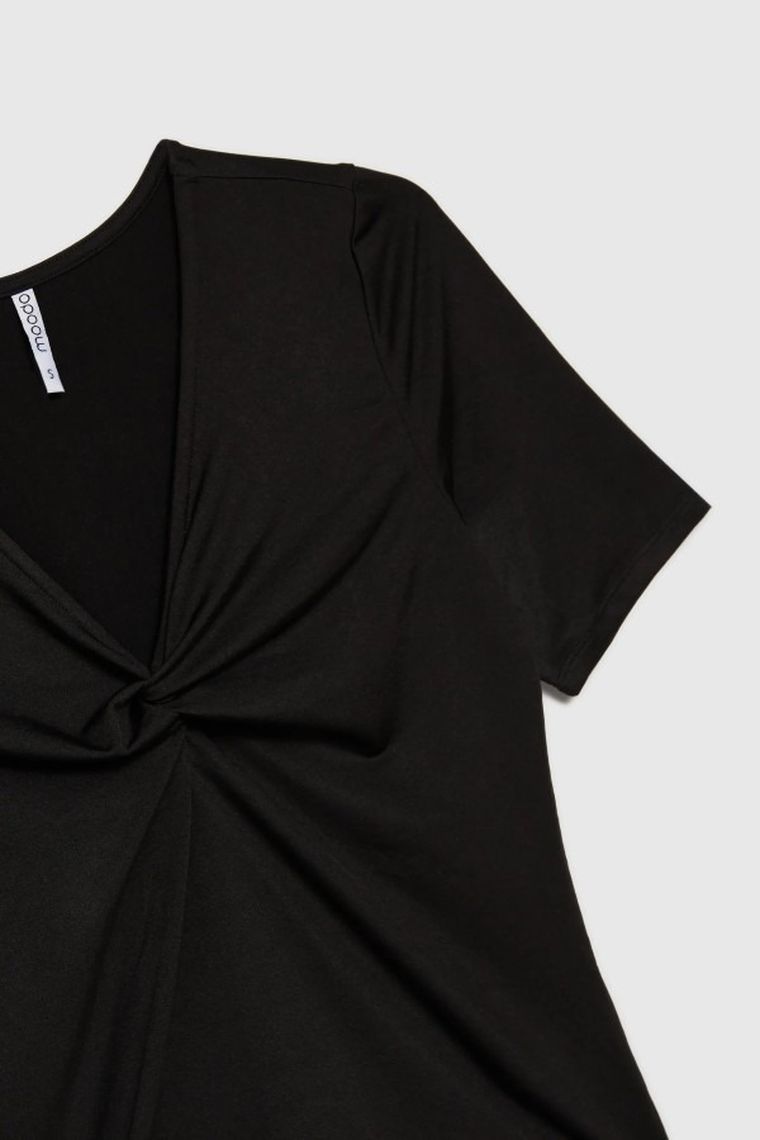 Bluzka damska z krótkim rękawem, czarna, Moodo