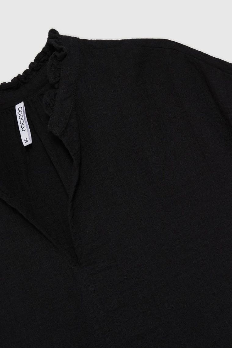 Bluzka damska z krótkim rękawem, czarna, Moodo