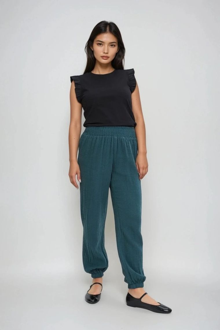 Bluzka damska z krótkim rękawem, czarna, Moodo