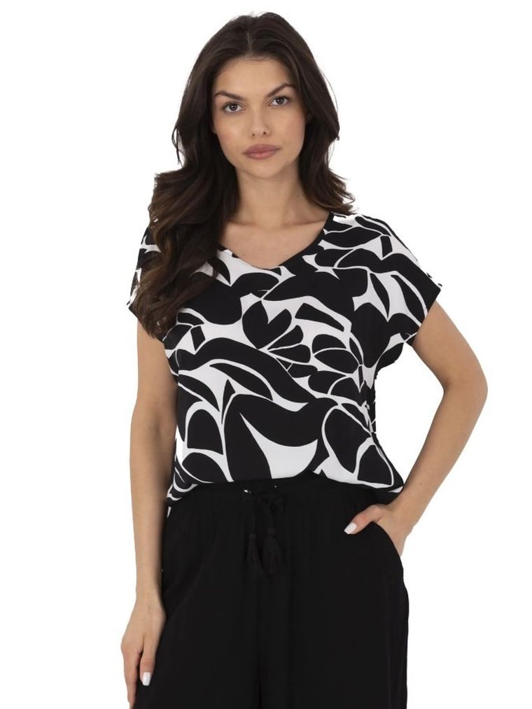 Bluzka damska z krótkim rękawem, czarna, Sublevel