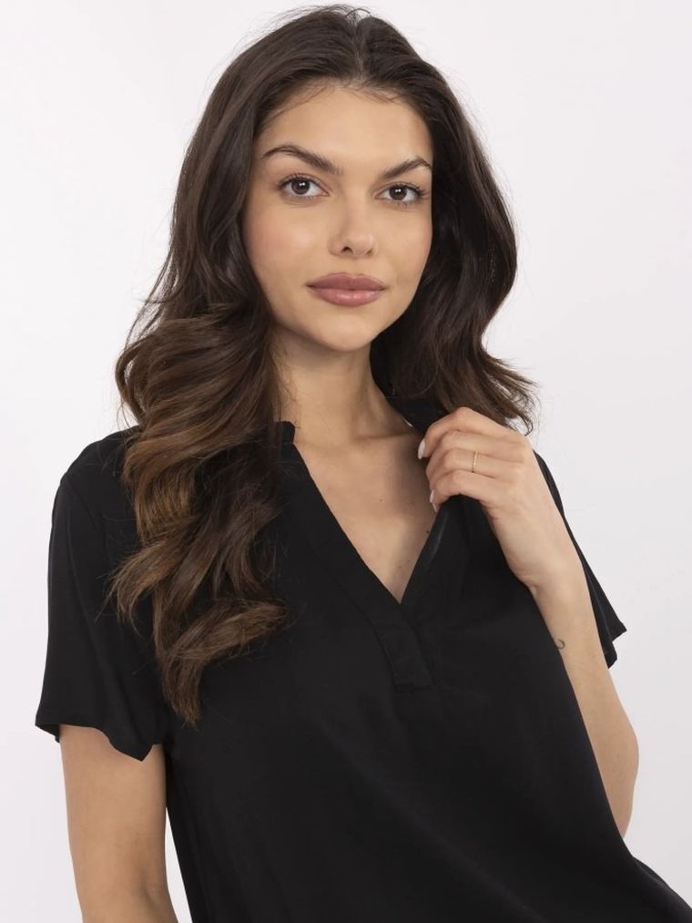 Bluzka damska z krótkim rękawem, czarna, Sublevel