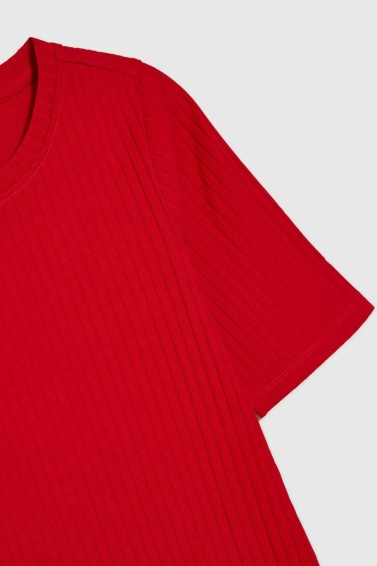 Bluzka damska z krótkim rękawem, czerwona, Moodo