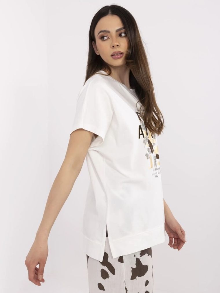 Bluzka damska z krótkim rękawem, ecru, Calimera