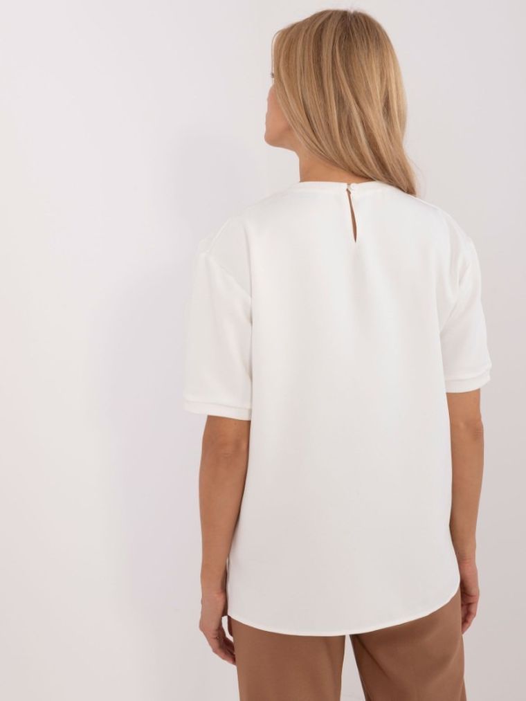 Bluzka damska z krótkim rękawem, ecru, Lakerta