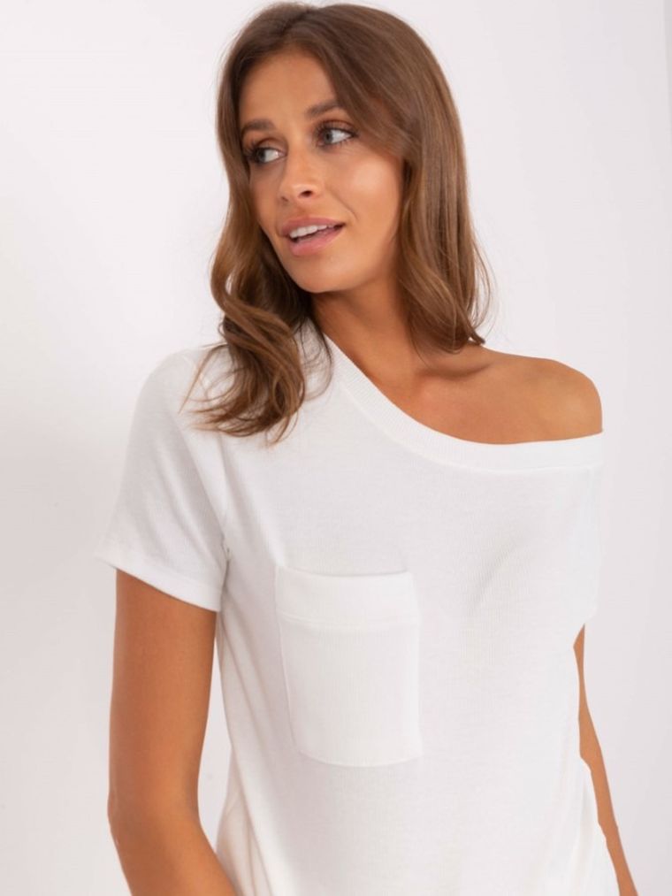 Bluzka damska z krótkim rękawem, ecru, Och Bella