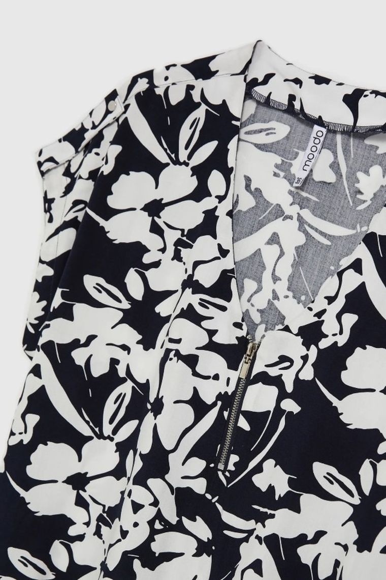 Bluzka damska z krótkim rękawem, granatowa, Moodo