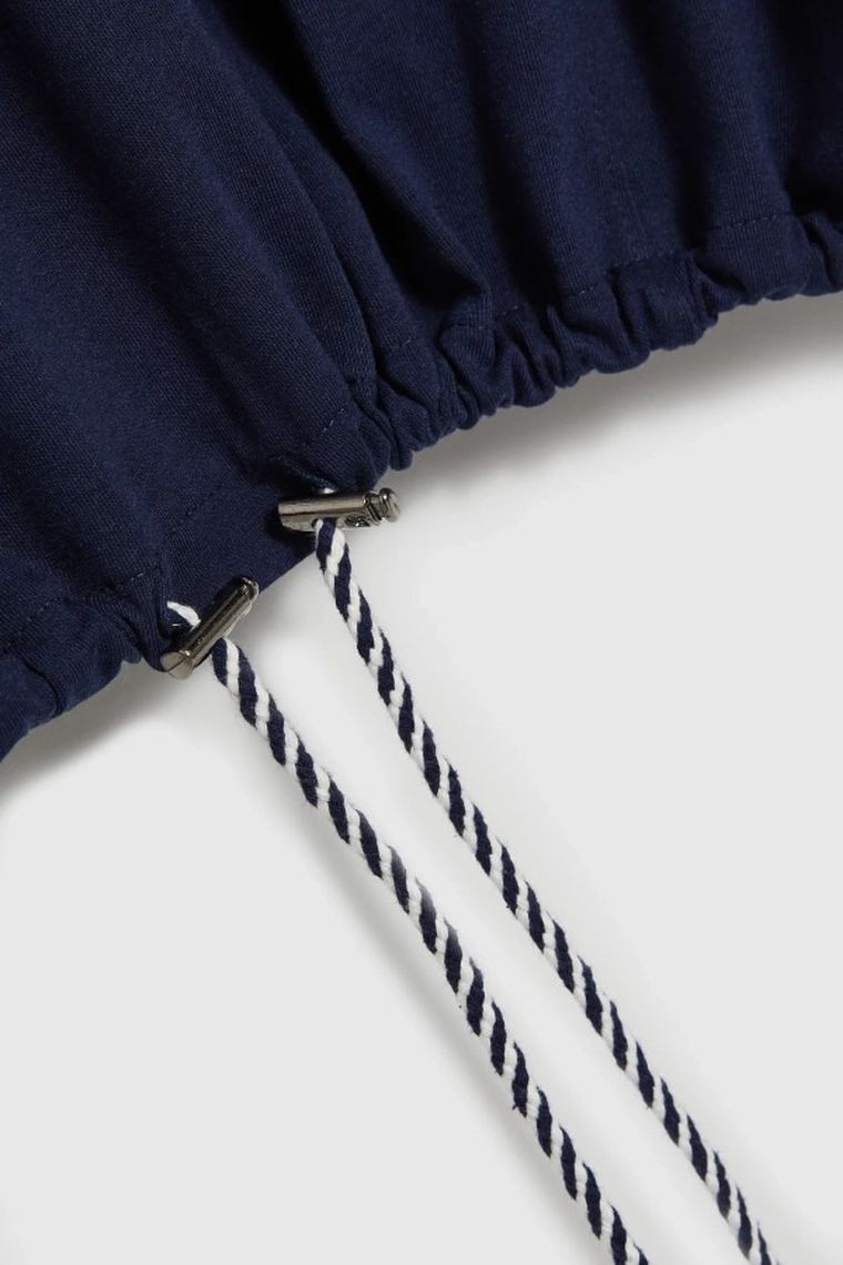 Bluzka damska z krótkim rękawem, granatowa, Moodo