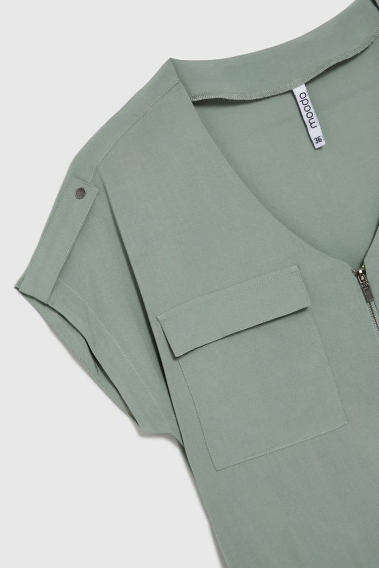 Bluzka damska z krótkim rękawem, khaki, Moodo