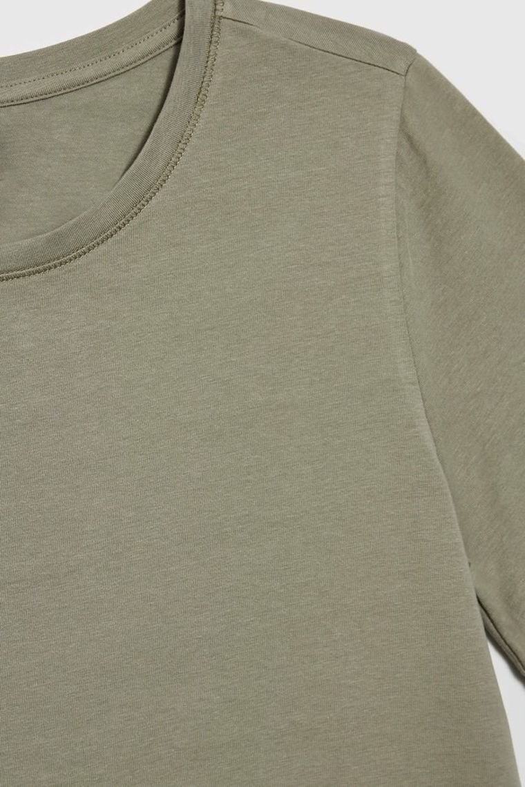 Bluzka damska z krótkim rękawem, khaki, Moodo