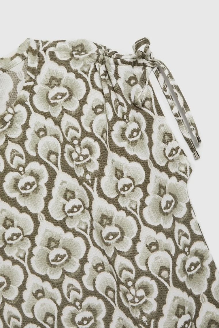 Bluzka damska z krótkim rękawem, khaki, Moodo