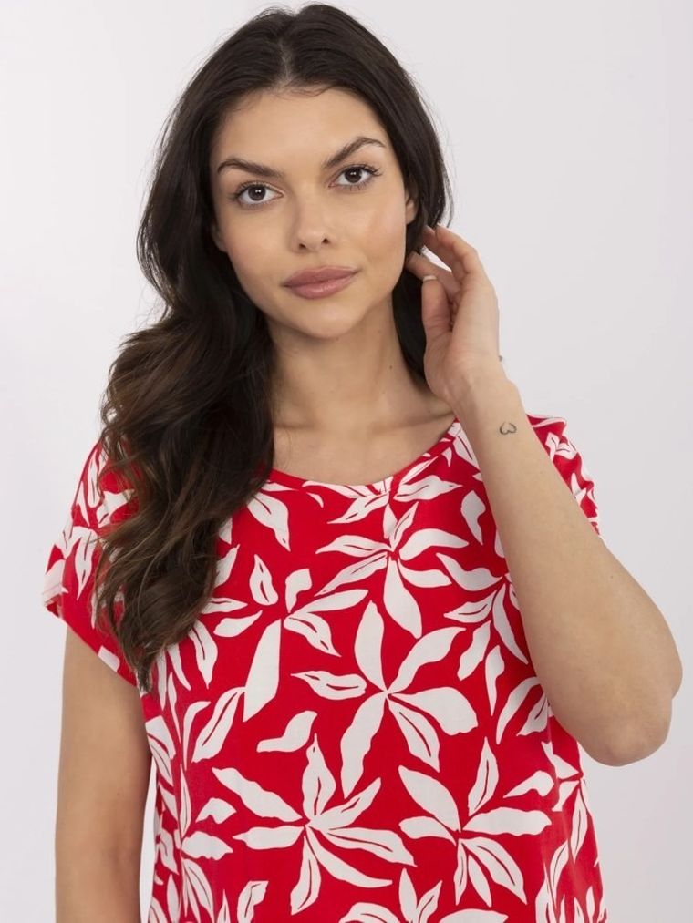 Bluzka damska z krótkim rękawem, koralowa, Sublevel