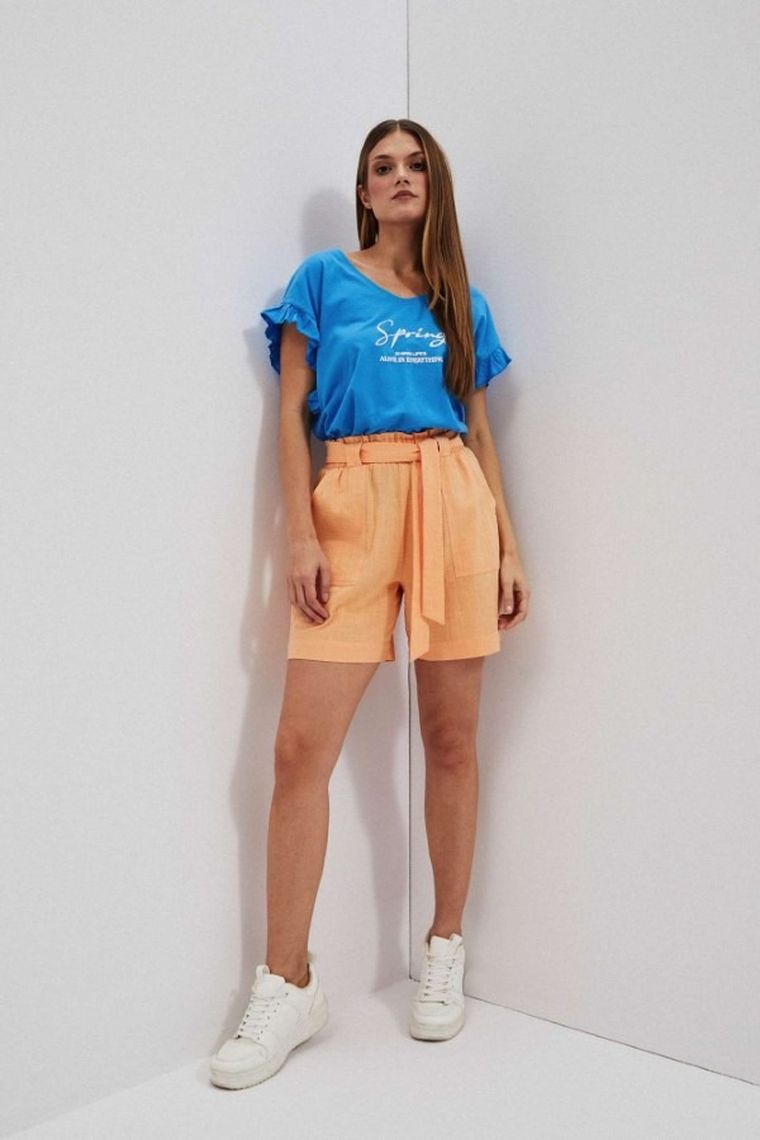 Bluzka damska z krótkim rękawem, niebieska, Moodo