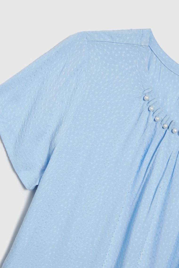 Bluzka damska z krótkim rękawem, niebieska, Moodo