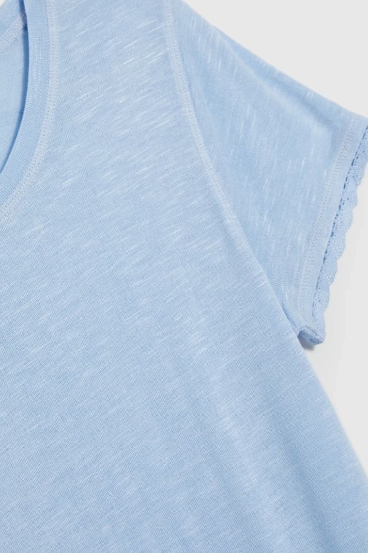 Bluzka damska z krótkim rękawem, niebieska, Moodo