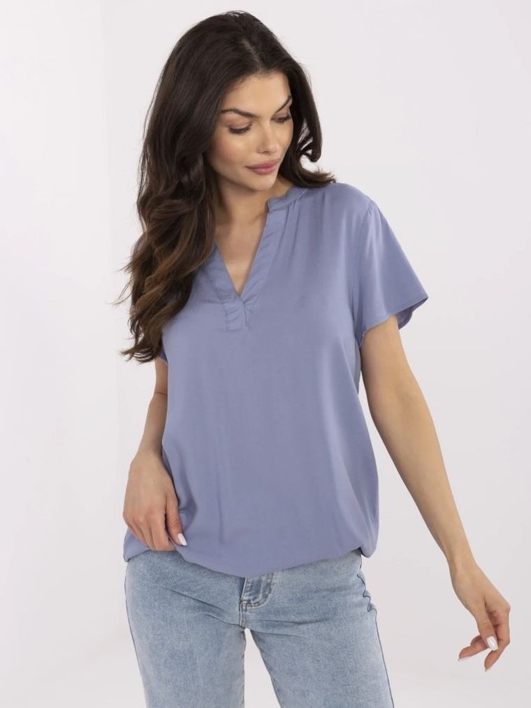 Bluzka damska z krótkim rękawem, niebieska, Sublevel