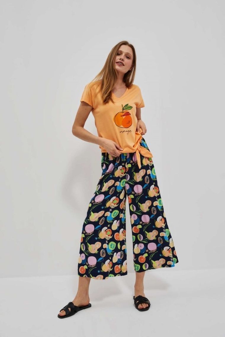 Bluzka damska z krótkim rękawem, pomarańczowa, Moodo