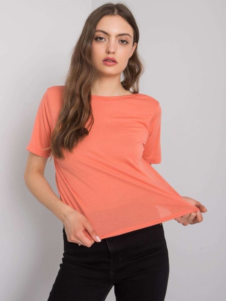 Bluzka damska z krótkim rękawem, pomarańczowa, Rue Paris