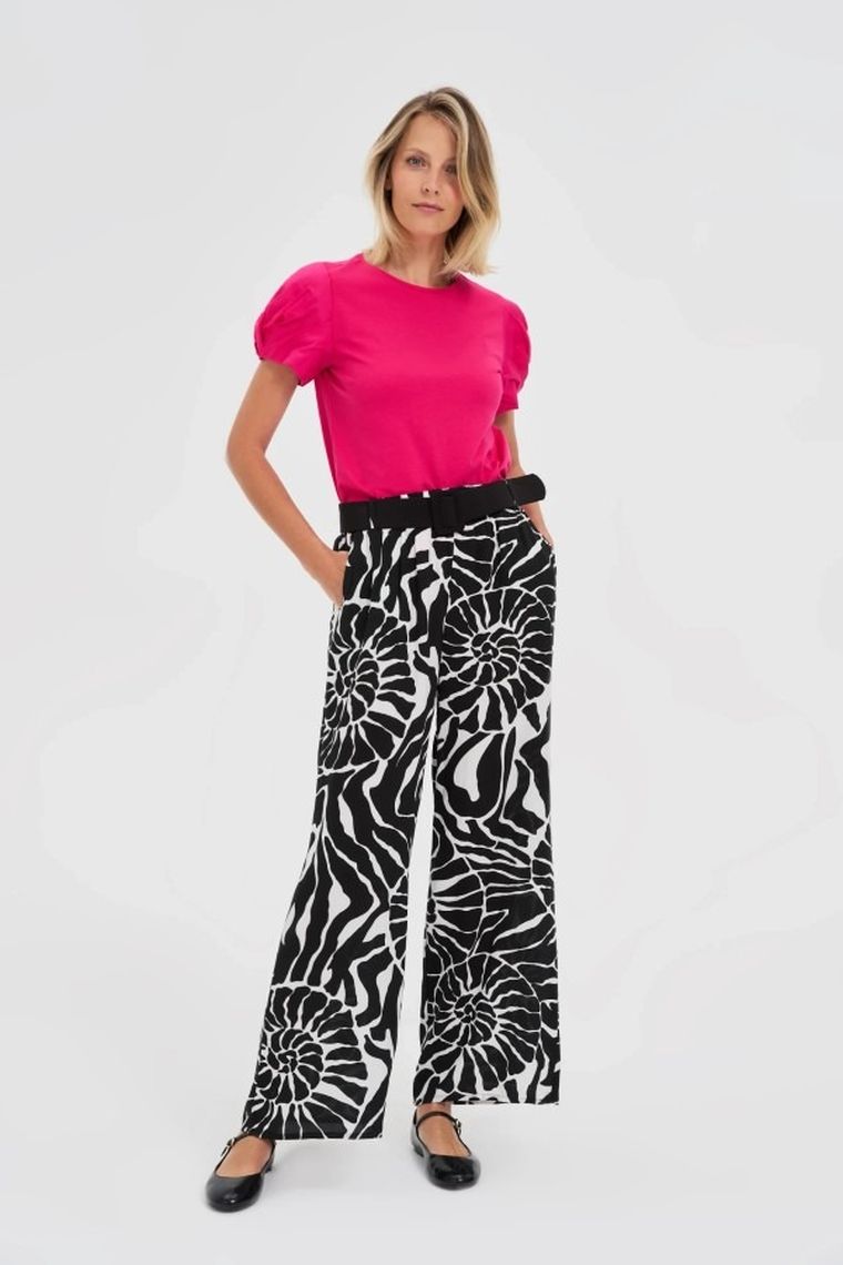 Bluzka damska z krótkim rękawem, różowa, Moodo