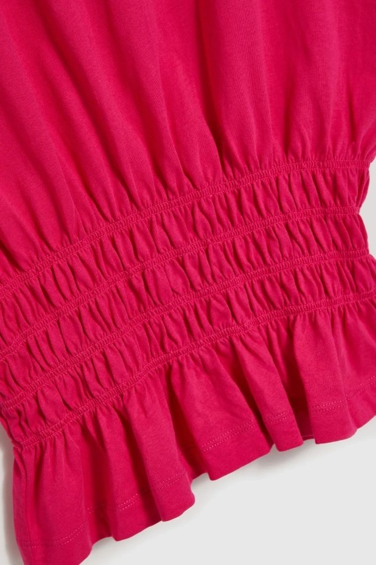 Bluzka damska z krótkim rękawem, różowa, Moodo