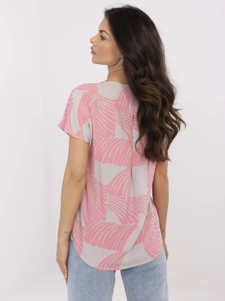 Bluzka damska z krótkim rękawem, różowa, Sublevel