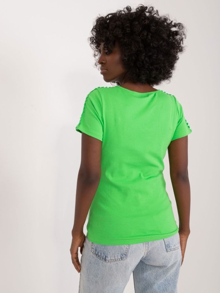 Bluzka damska z krótkim rękawem, zielona, Ambitionfly