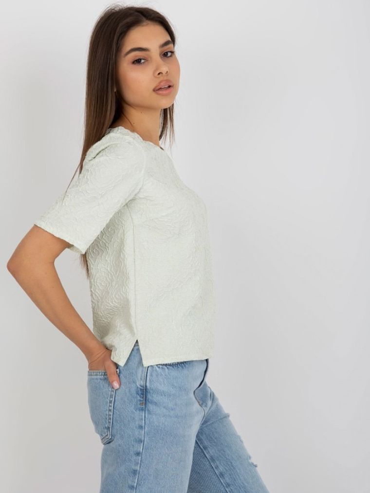 Bluzka damska z krótkim rękawem, zielona, Lakerta