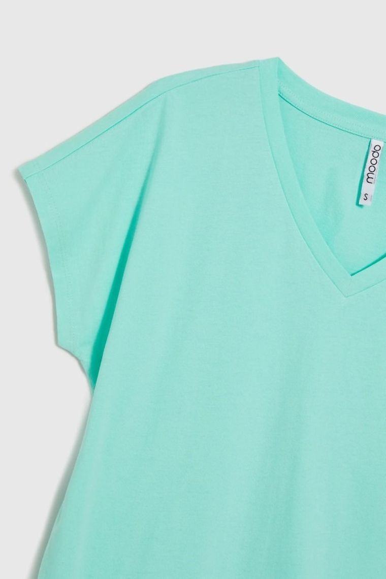 Bluzka damska z krótkim rękawem, zielona, Moodo