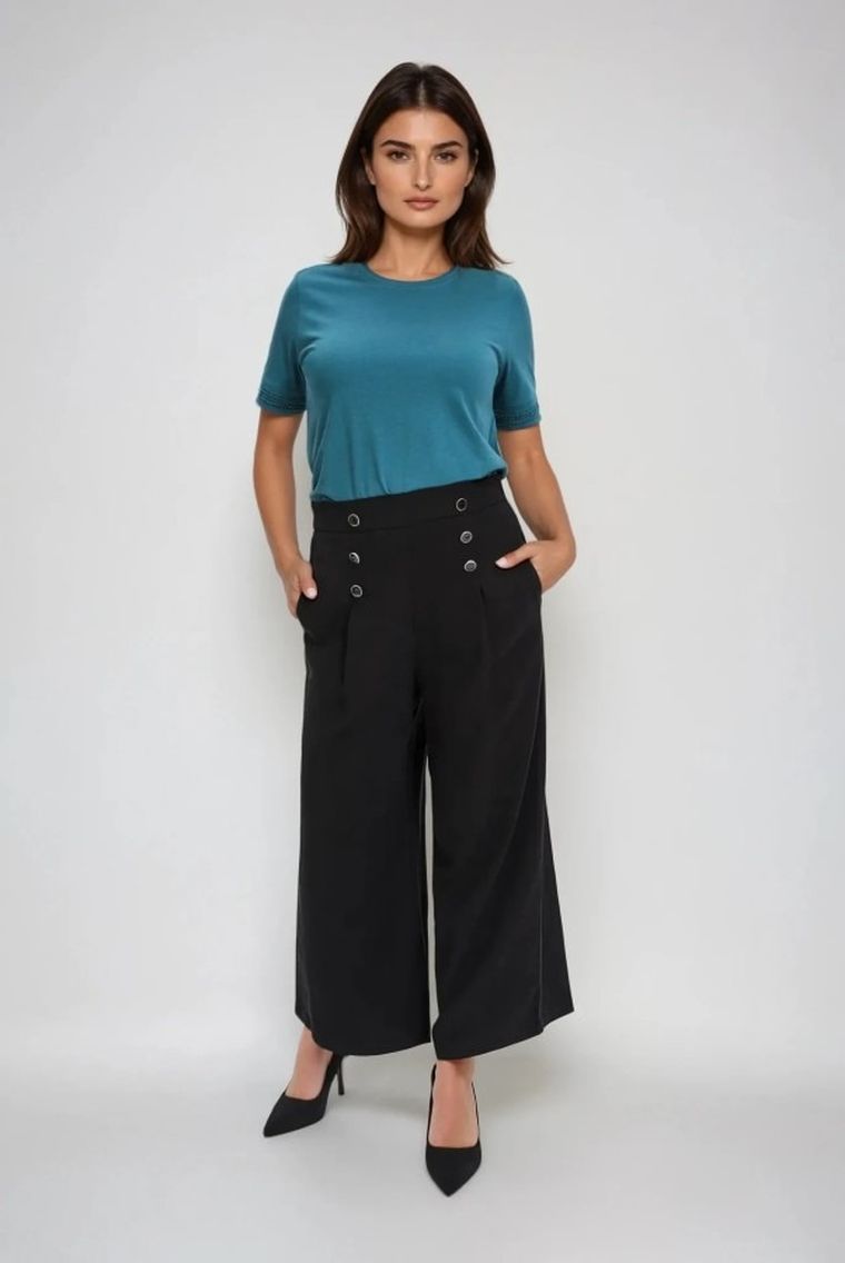 Bluzka damska z krótkim rękawem, zielona, Moodo