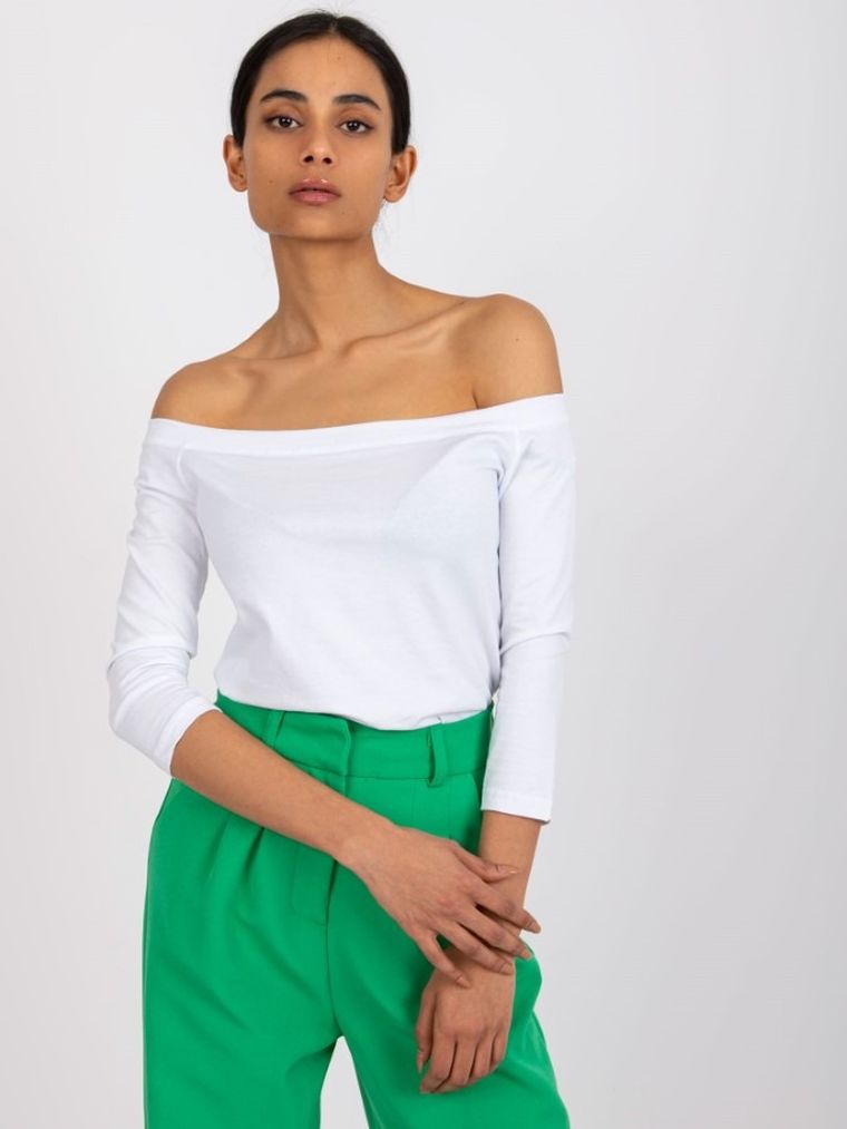 Bluzka damska z rękawem 3/4, biała, Basic Feel Good