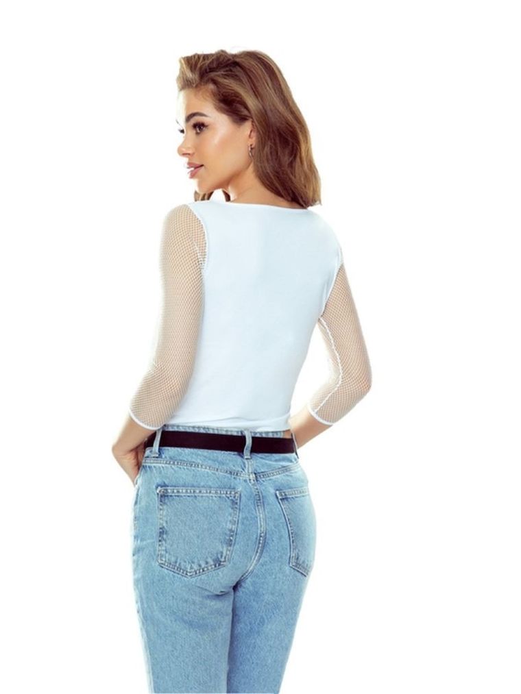 Bluzka damska z rękawem 3/4, biała, Eldar