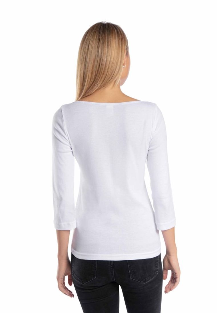 Bluzka damska z rękawem 3/4, biała, Golden Queen