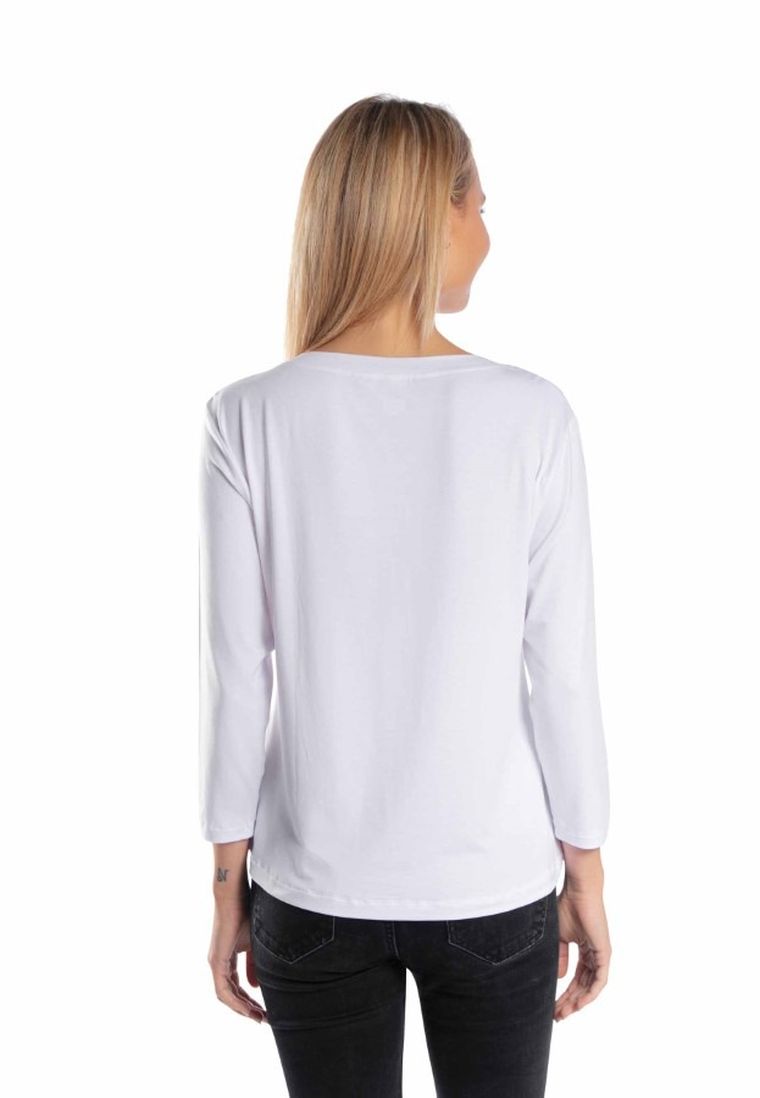 Bluzka damska z rękawem 3/4, biała, Golden Queen