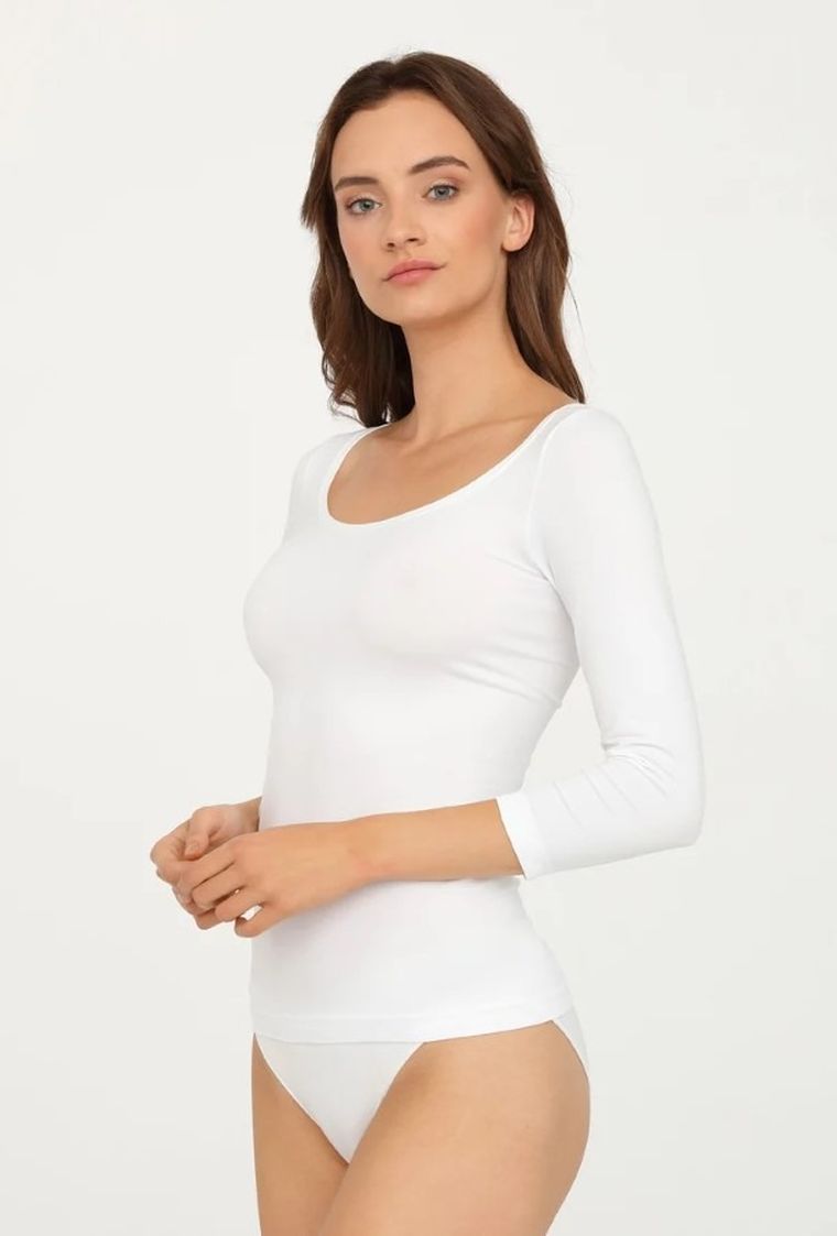 Bluzka damska z rękawem 3/4, biała, Perfect, Gatta