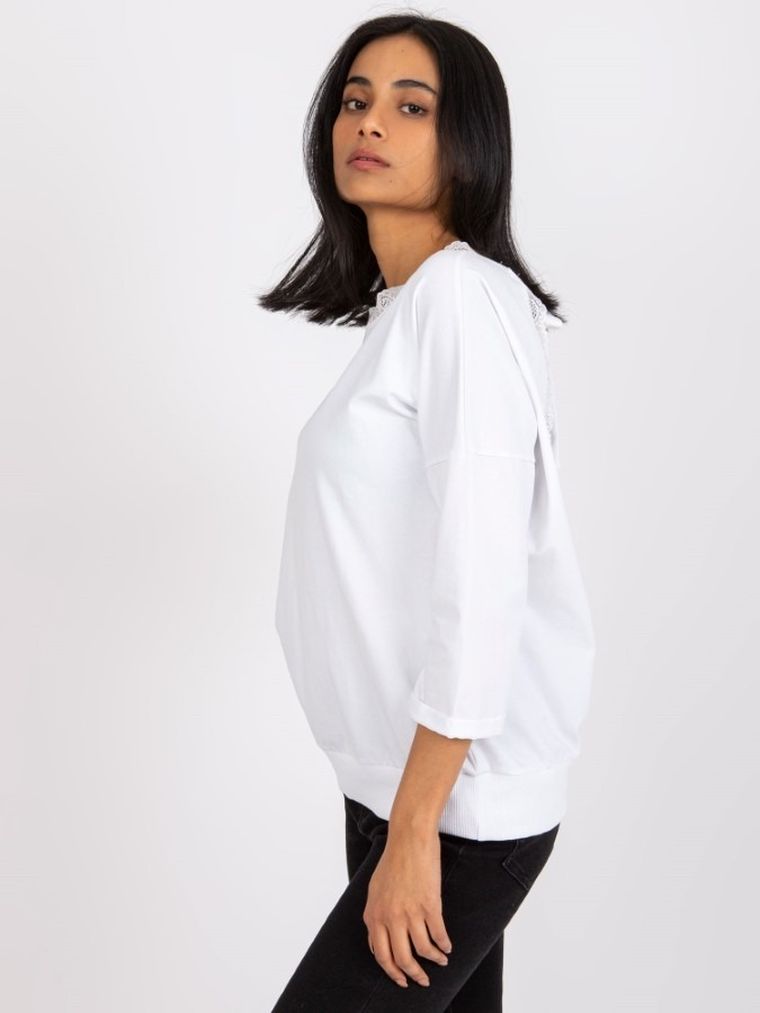 Bluzka damska z rękawem 3/4, biała, Rue Paris