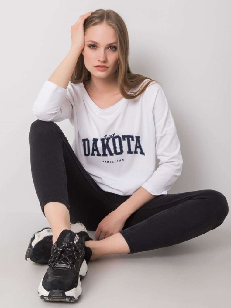 Bluzka damska z rękawem 3/4, biała, Rue Paris