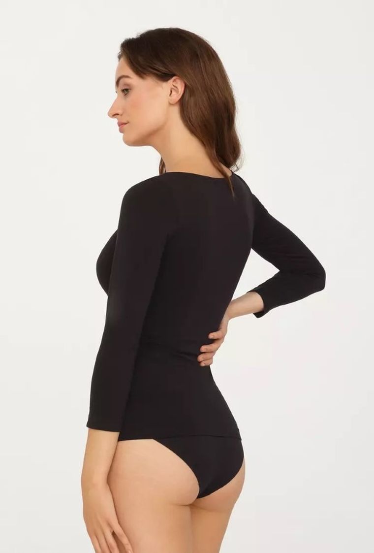 Bluzka damska z rękawem 3/4, czarna, Perfect, Gatta