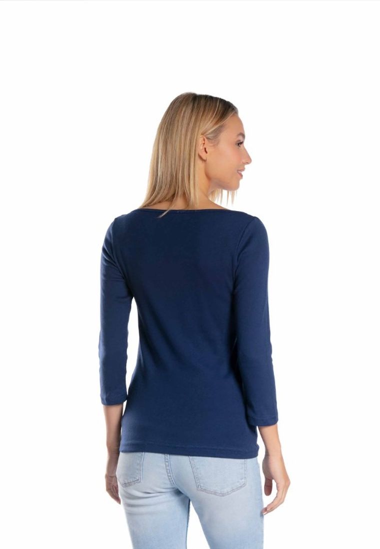 Bluzka damska z rękawem 3/4, granatowa, Golden Queen