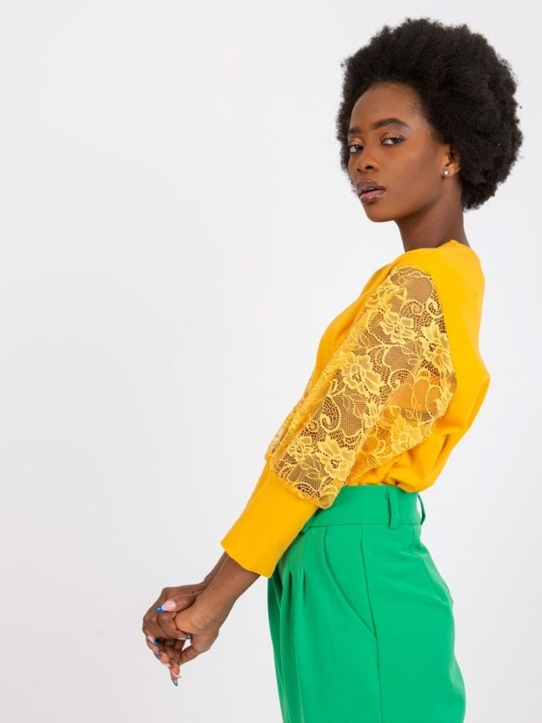 Bluzka damska z rękawem 3/4, pomarańczowa, Rue Paris