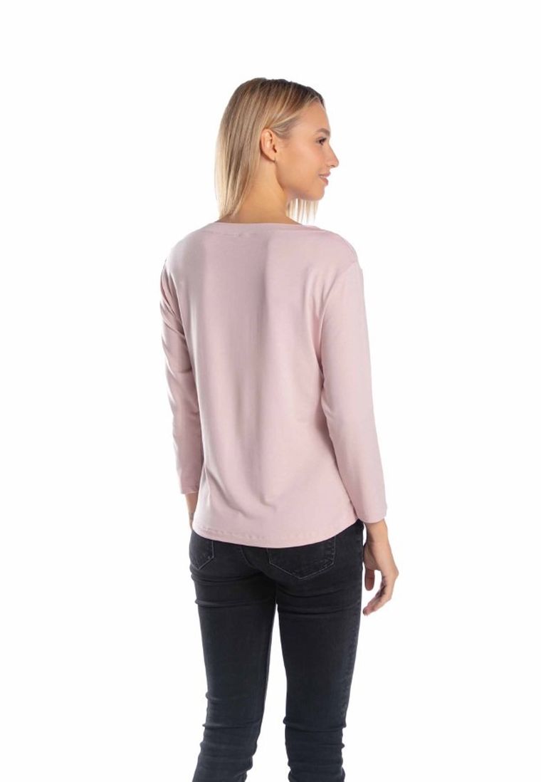 Bluzka damska z rękawem 3/4, różowa, Golden Queen