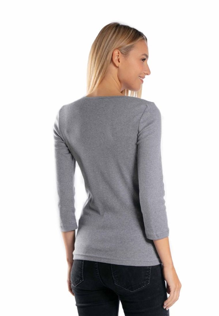 Bluzka damska z rękawem 3/4, szara, Golden Queen