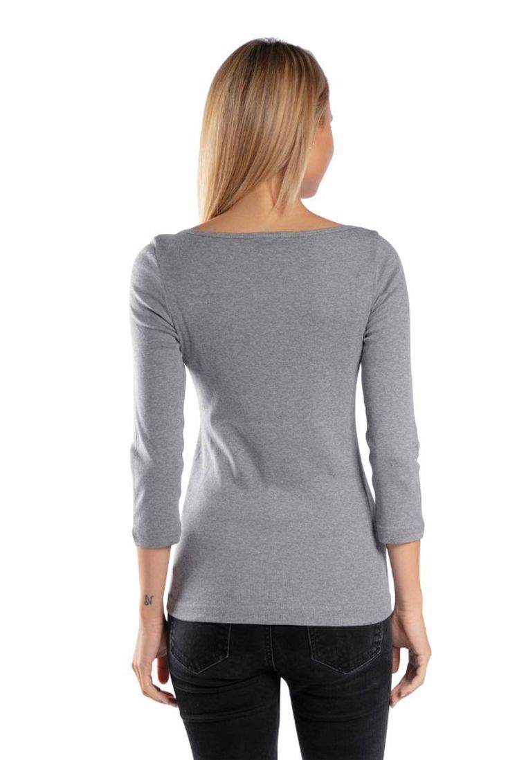 Bluzka damska z rękawem 3/4, szara, Golden Queen