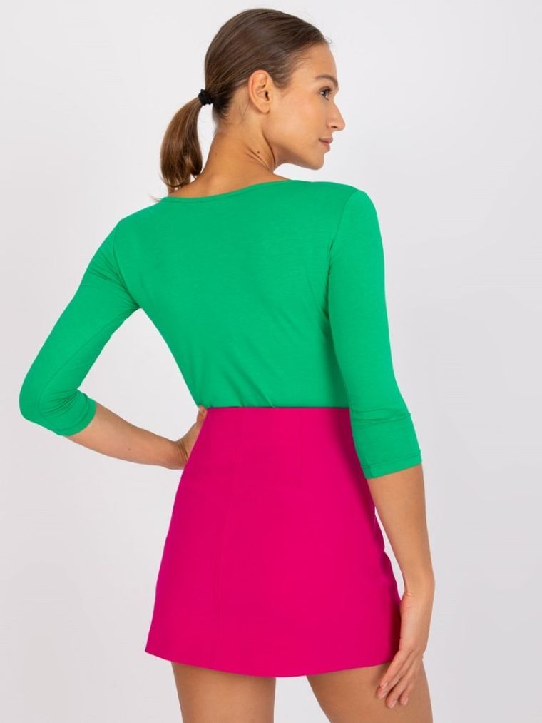 Bluzka damska z rękawem 3/4, zielona, Basic Feel Good