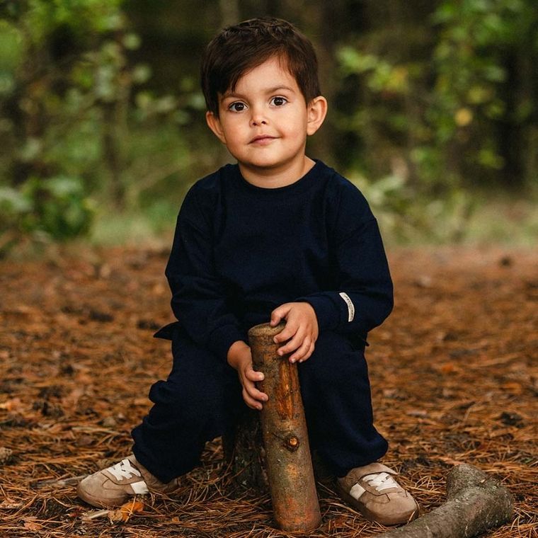 Bluzka dziecięca z długim rękawem, granatowa, Eevi