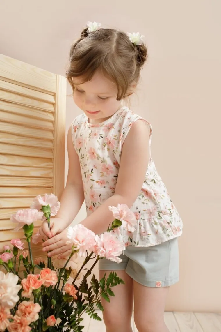 Bluzka dziewczęca na ramiączka, ecru, Summer Garden, Pinokio