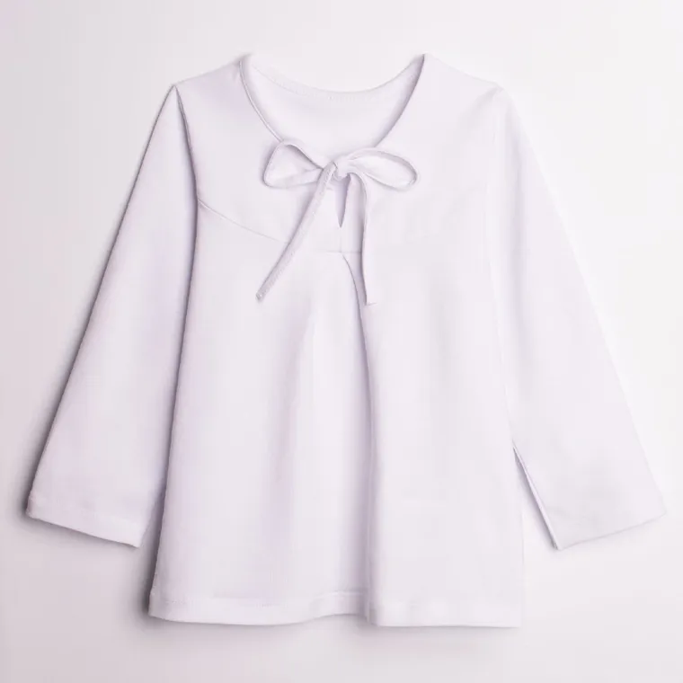 Bluzka dziewczęca z długim rękawem, biała, Nicol