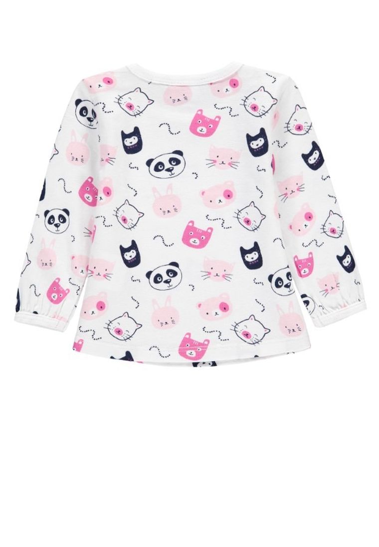 Bluzka dziewczęca z długim rękawem, biało-różowa, Kanz