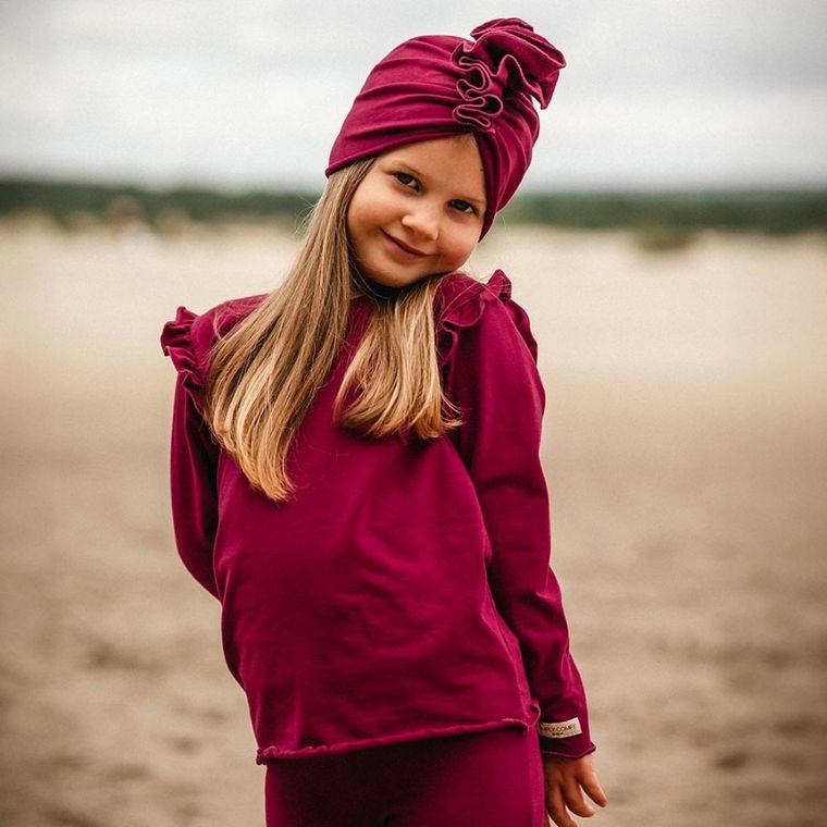 Bluzka dziewczęca z długim rękawem, bordowa, Eevi