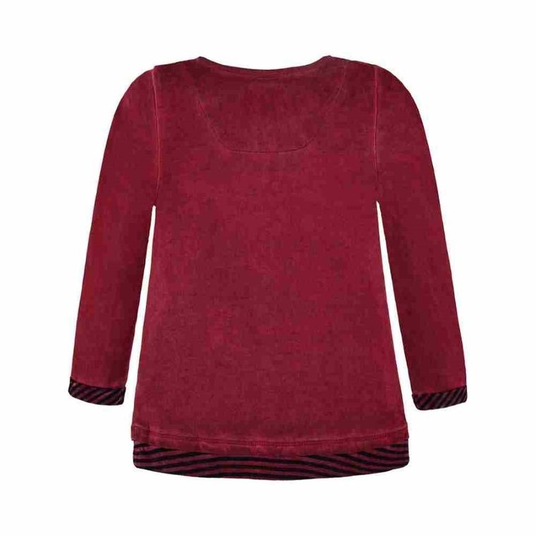 Bluzka dziewczęca z długim rękawem, bordowa, Kanz